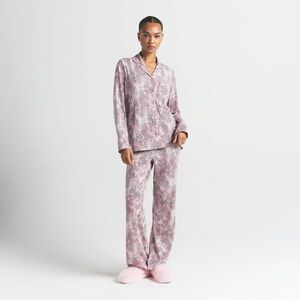 NWT Skims Sleep Long Sleeve Button Up Set/Bloom Multi Animal/ M